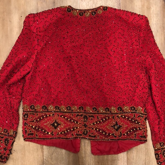Vintage Lawrence Kazer Beaded Silk Crop Jacket - Picture 7 of 16